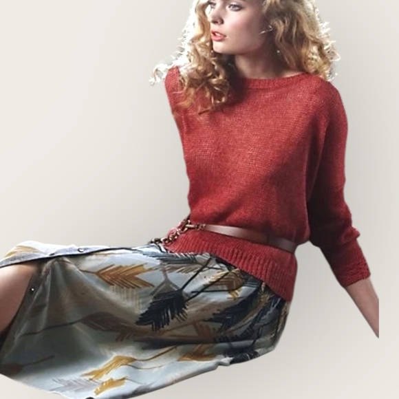 Anthropologie Edme & Esyllte Flurried Plumes Button‎ Skirt Tweed Waist Size 4 - Picture 3 of 7